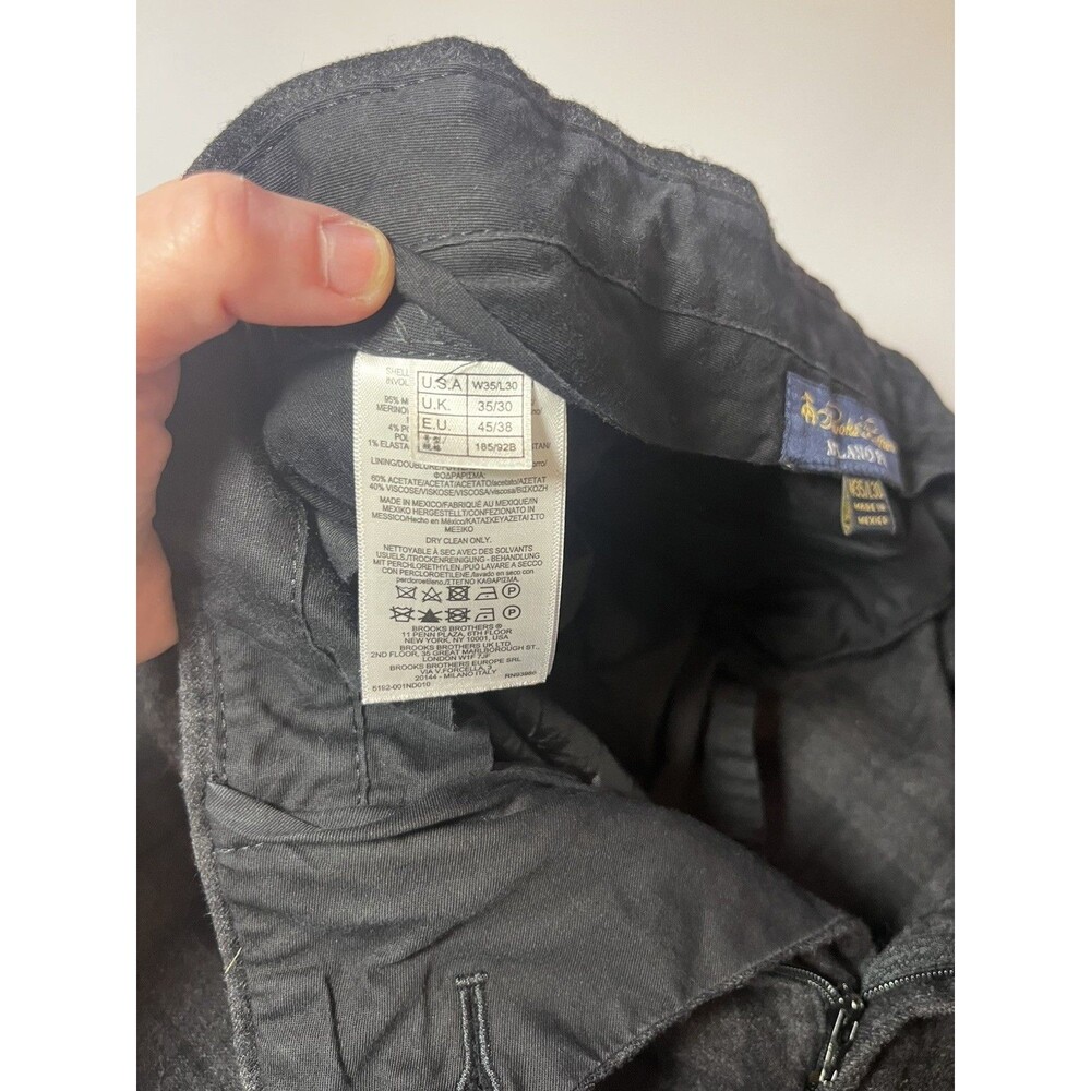 Brooks Brothers Milano Fit Wool Plaid Dress Pants – Men’s 35x29 – Gray/Black - Picture 7 of 13